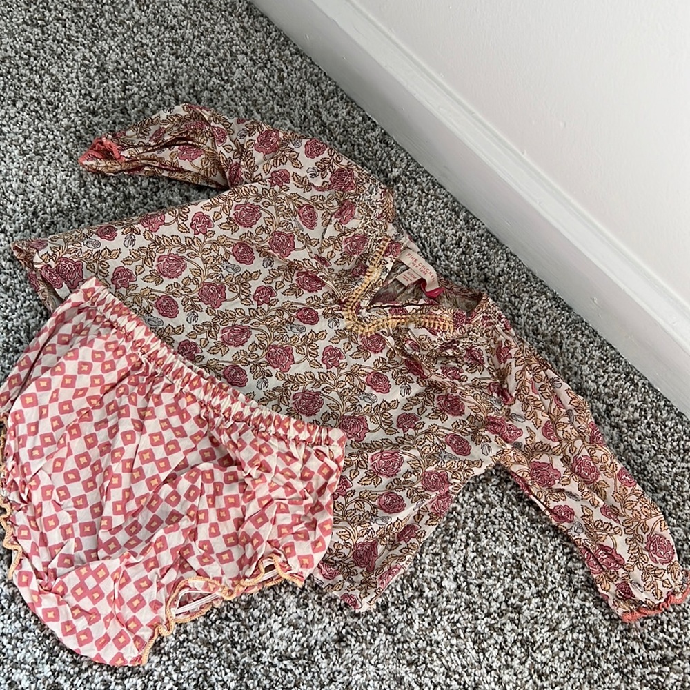 Pink Chicken boho top and matching diaper cover